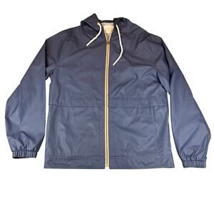 Weatherproof Vintage Jacket Mens Small Blue Hooded Full Zip Windbreaker Raincoat